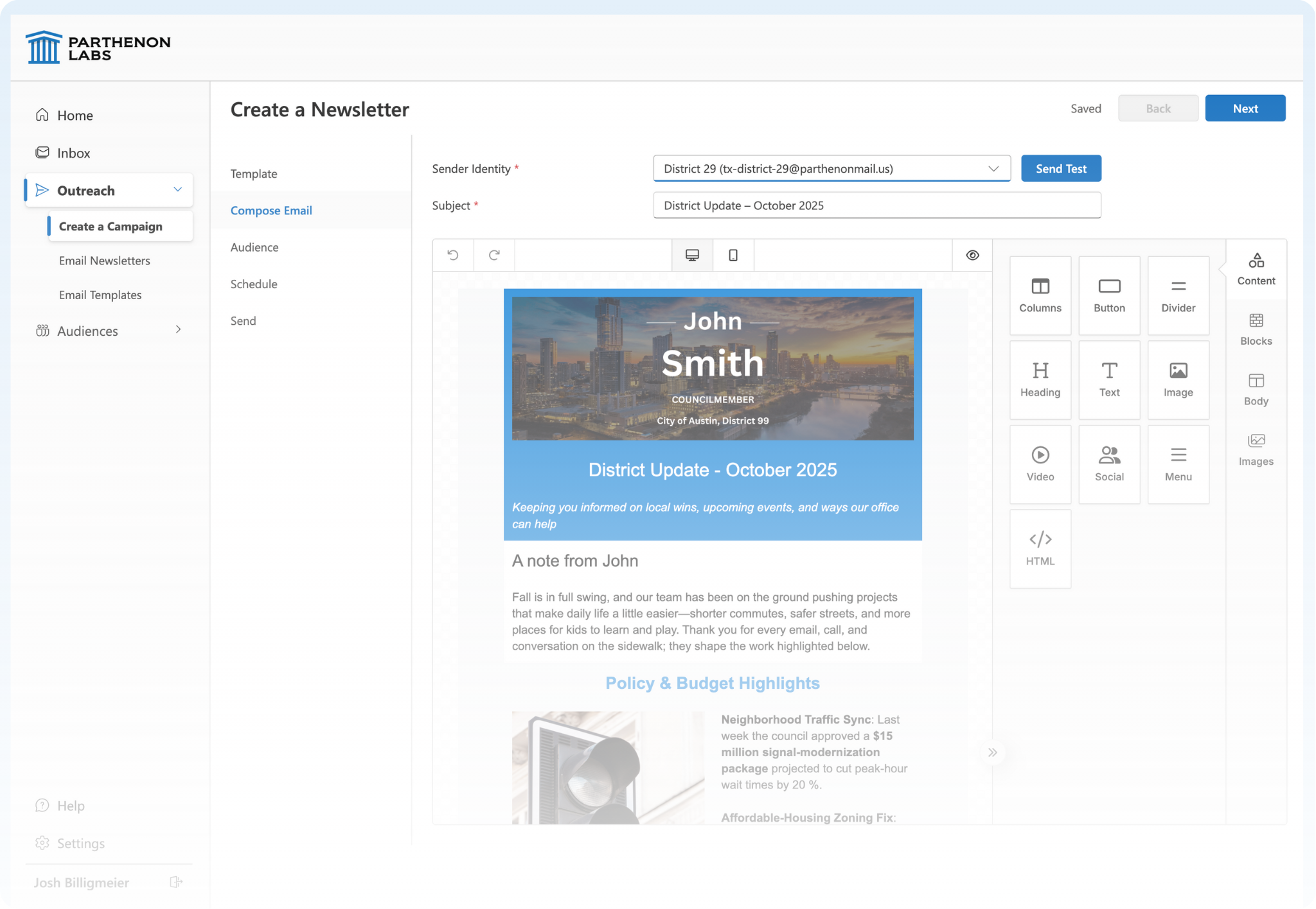 screenshot of reach app
